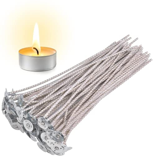 100 mechas Eco de 4 mechas para Velas de Soja, 15,2 cm preenceradas con Base para Hacer Velas, Gruesas
