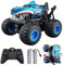 ACAMMZAR Ferngesteuertes Auto, 2.4GHz 20+km/h Ferngesteuertes RC Monster Truck mit 2 Akkus 60 Mins+, RC Stunt Spielzeug Auto Sprühnebel Musik, für 6 7 8 9 10 Jahre Alte Kinder Erwachsene, Blau