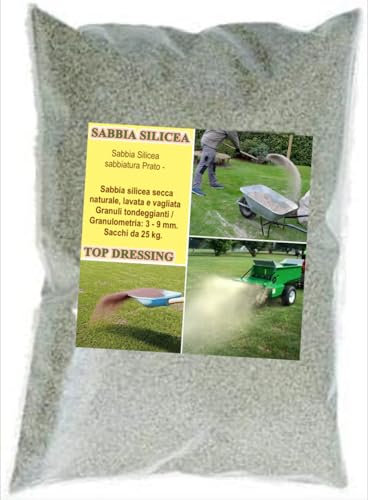 Sabbia Silicea per Prato - Sacchi da 25 kg - Top Dressing Giardino (1 Sacco 25Kg)