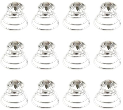 Tabanzhe 12 PCS Spiral Crystal Hair Clips,Bridal Rhinestones Hair Pin Set,Swirl Hair Twists Silver Coils Bridal Wedding Hair Accessories for Women Girls Prom Party Hair Pins