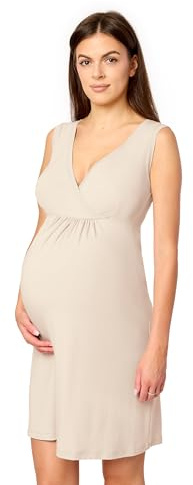 Merry Style Camisón premamá de Mujer para Dormir de Viscosa Combinación Interior para Mujeres Camisón Ligero Maternidad Transpirable y Amigable con la Piel MS10-467 (Beige, M)