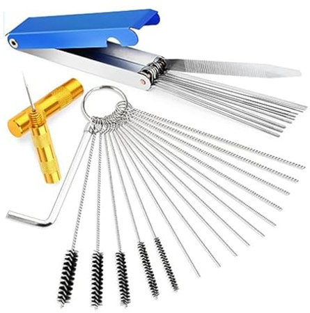 Kit de nettoyage d'aérographe pour carburateur - 19 pièces - Aiguilles et brosses - Nettoyeur de carburateur pratique - Nettoyant de pointe de brûleur global pour ATV, soudeur de cyclomoteur