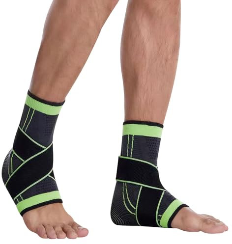 2 Stück Verstellbare Sprunggelenkbandage M-Größe, Fuss Bandage zur Stabilisierung, Rechte Sprunggelenkbandage, Knöchelbandage für Kinder und Erwachsene, Achillessehnenbandage