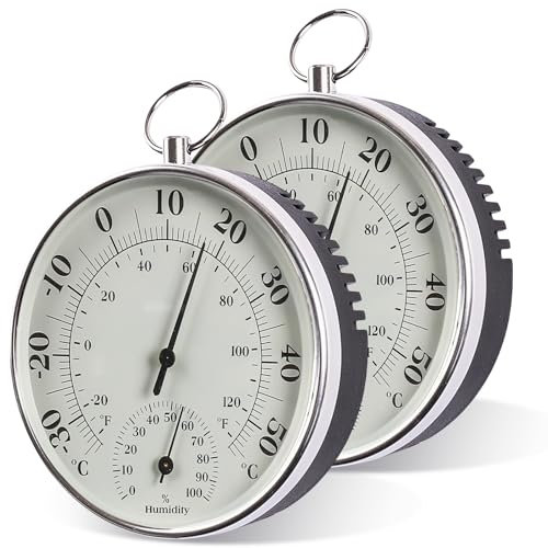 PRITOK Higrómetro analógico: 2 unidades de termohigrómetro de precisión, termómetro de ambiente, temperatura y medidor de humedad para la climatización de la habitación, invernadero