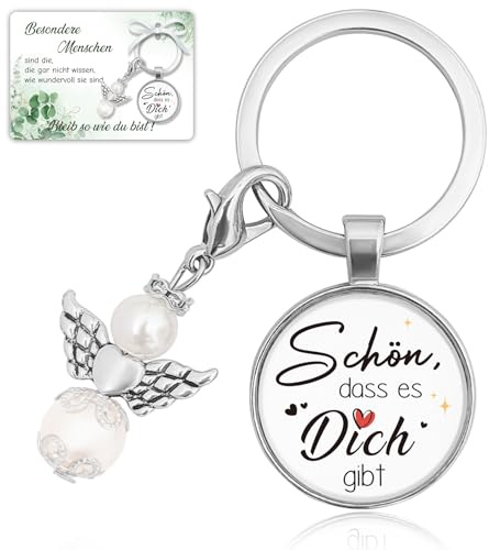 Geschenke für Frauen Freundin, Geburtstagsgeschenk für Frauen, Schutzengel Schlüsselanhänger Kommunion Konfirmation Jugendweihe Geschenk, Kleine Geschenke für Frauen Freundin - Schön dass es Dich gibt