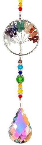 Guyode Attrape Soleil Modèle d'arbre de Vie Suncatcher Cristal Suspension Attrape-Soleil avec Pendentif en Cristal S'applique à Décoration de Jardin Mur Fenêtre Voiture Maison