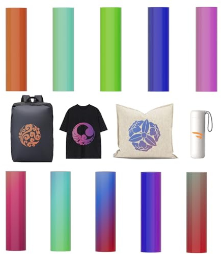 Uadme 10 Hojas de Transferencia Infusible, 11,5 X 30,5 cm Infusible Transfer Ink Sheets, Papel de Tinta Sublimación Pretintado para DIY T-Shirt, Bolsa de Mano (Degradado Color)