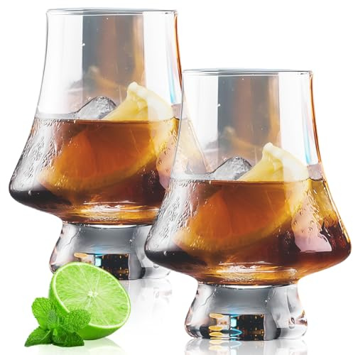 WIYETY 2er Set Sanftes Whisky Gläser 225ml: Whisky Glas, Kristall Whiskey Gläser, Luxuriöse Snifter Glas Bruchfest, Spülmaschinenfest für Familie, Party und Restaurant