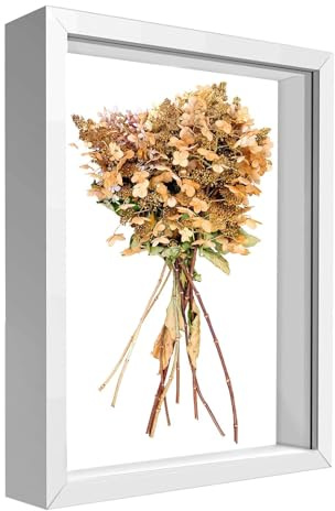 Leylve Cadre photo 3D à remplir, 20 x 29 cm, format A4, profond, à remplir, pour photos, bouquets, dessins, souvenirs, œuvres d'art DIY, médailles, blanc