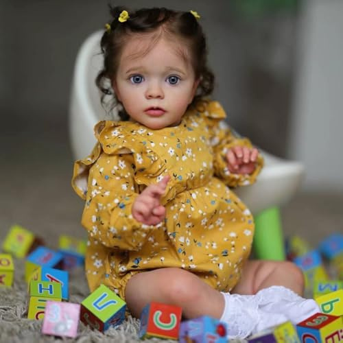TKYFOYS Reborn-babydockor – 22 tum mjuk vinyl realistisk-nyfödd baby poserbara verkliga livet baby flickor nyfödda dockor med tillbehör och presentask för 3+ år gamla flickor barn