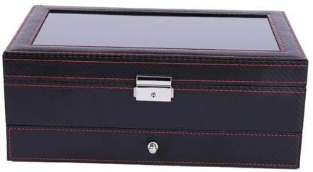 MWAHJU Scatola for orologi da uomo for occhiali sole Vetrina for esposizione Organizzatore for gioielli 6 Porta 3 Slot for Cassetto for anelli Per Occhiali