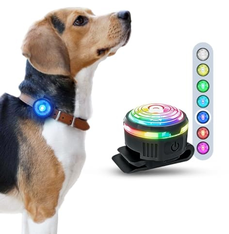 PAJ LIGHT MINI - LED Ultraluminoso per Collari e Pettorine - Cani Piccoli, Medi e Gatti - Regolazione Flessibile - 100% Impermeabile - 7 Colori - Sicurezza e Visibilità Notturna