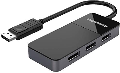 PremiumCord MST Adaptador DisplayPort a 3x DisplayPort 1.4 para Monitores de Hasta 8K @ 60 Hz (Tres Veces 4K), Extendido + Duplicado + Duplicado Modos, Color Negro
