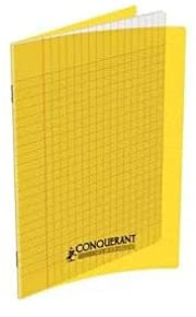 CONQUERANT Cahier Classique 24x32cm Grands Carreaux Seyès 140 Pages Agrafées Couverture Polypro Jaune