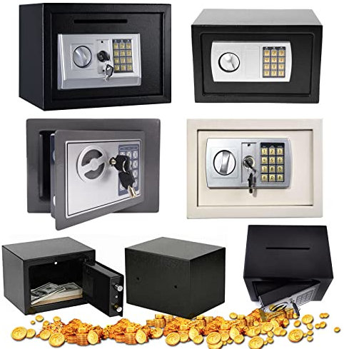 Safety Boxes for Home,Security Safe Cash Box,Cabinet Safe with Digital Keypad Safety Key Lock,Electronic Depository Safe Box for Home Business Office Hotel Money Document Jewelry (Medium 8.5L, Black)