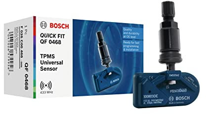 Bosch F026C00468 - QF0468 - Programmierbarer Quick FIT RDKS-Sensor - TPMS Reifendrucksensor mit schwarzem Metallventil - 433,92 MHz