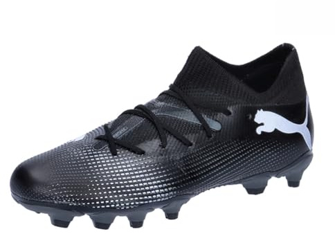 Puma Unisex Youth Future 7 Match Fg/Ag Jr Soccer Shoes, Puma Black-Puma White, 1 UK