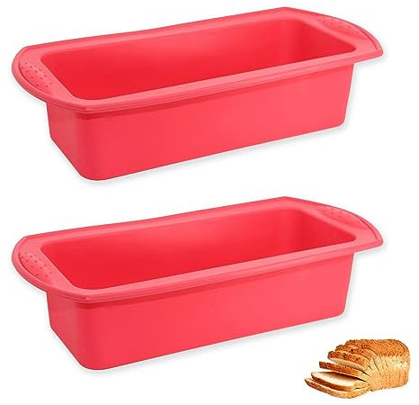 SVUPUE 2 Stück Backform Kasten, Brotbackformen Silikon, Rot, 26 x 13 x 6,5 cm, für Brot und Gebäck