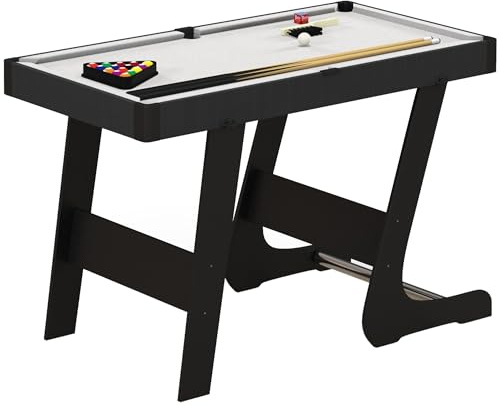 SPORTNOW Folding Pool Table Set, 104cm Mini Snooker Table with 2 Cues, 16 Balls, Chalk, Triangle, Brush, Portable Billiards Table for Youth and Adults, Grey