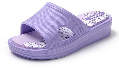JOMIX Sommer Schlappen Damen Rutschfeste Sandalen Leichte Bunte Badelatschen Badeschlappen Meer Pool Strand Schwimmen Indoor Outdoor (Violett, 40 EU)