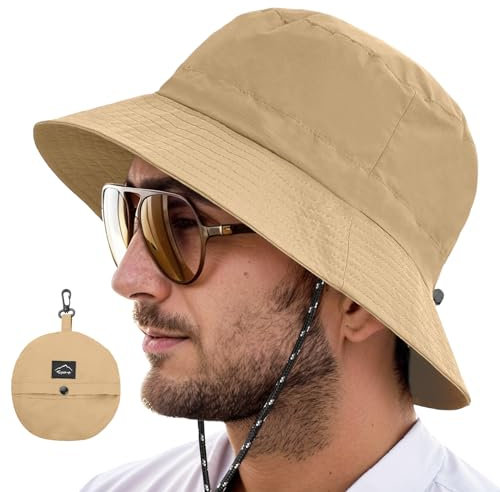 Zhiaek Sombrero Pescador Hombre Mujer Gorra Pescador Protección UV Sombrero Safari Ajustable Plegable Sombrero para el Sol para Verano Aires Libre Caza Camping Pesca Trekking