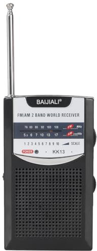 Fiorky Radio extérieure Radio stéréo Double Bande Haut-Parleur intégré Mini Radio Portable Fonctionne avec Piles Récepteur Mondial rétro Antenne télescopique AM/FM pour Utilisation d'urgence