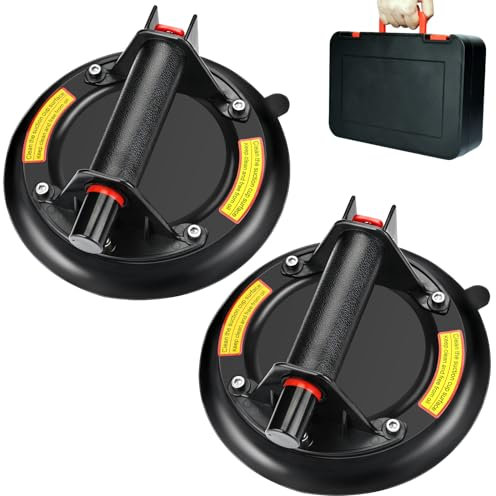 Volpeblu Saugheber Glassauger, 2 er Set 8'' Saugheber Fliesen, Vakuum Saugnapf Fliesenheber für Großes Glas, Fliesen, Marmor, Fenster, Steinplatten, Laminat, mit Werkzeugkasten, 150KG Tragkraft