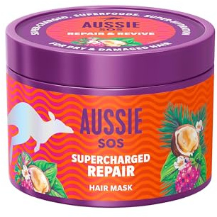 Aussie SOS Réparation Surpuissante Masque Capillaire, 500ml, Aide, Réparer et Protéger les Cheveux Secs et Abîmés, Pour Des Cheveux Doux et Lisses