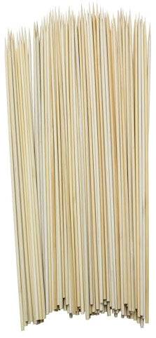 Lot de 100 brochettes en bois naturel - 90 cm x Ø 5 mm - Pour barbecue, cheminée, festival, camping