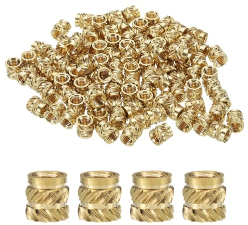 QUARKZMAN 100Pcs Insertos Roscados de Latón M4*6mm, OD 6mm Tuercas Roscadas de Latón de Ajuste Térmico, Tuerca de Inserción para Piezas de Impresora 3D