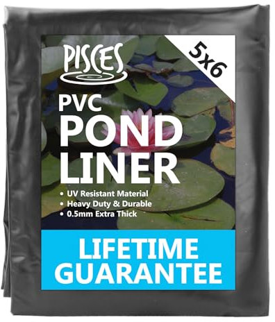 Pisces Supa Flex PVC Garden Pond Liner 5m Width x 6m Length -Heavy Duty Durable Water Feature Lining