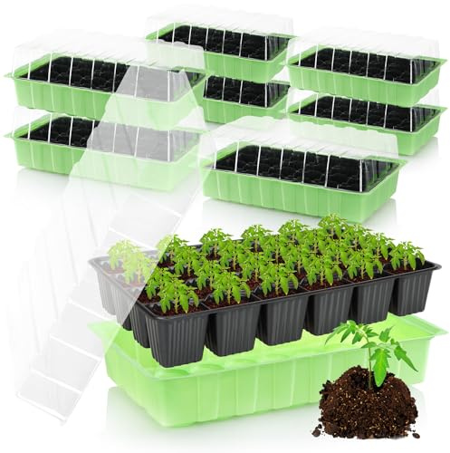 COM-FOUR® 8x inomhusväxthus - brickor med flera krukor med lock - planteringskruka med odlingskrukor för 192 plantor - odlingsset för blommor, frukt och grönsaker (Odlingsset 4)