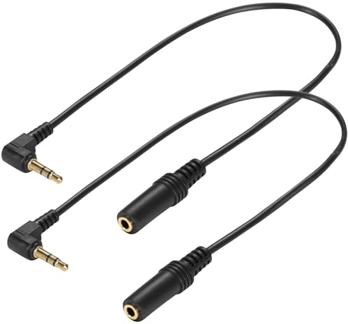 Greluma 2 Pz Cavo audio jack TRS da 3,5 mm da 1/8 (30 cm), angolo di 90 gradi, spina stereo da 3,5 mm a 3 poli femmina dritta per cuffie, cavo AUX.