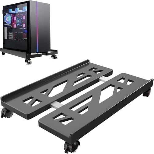 SVUPUE Support PC, support tour, pour ordinateurs de bureau, bureau, gamers, étudiants, maison, avec 4 roulettes, noir