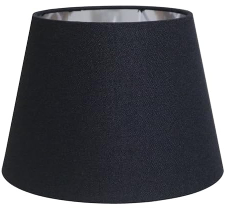 Sinta 9 Paralume E27/E14/ Moderno Conico Schermo Lampada di Ricambio in Tessuto Ombra di Luce Stile Semplice Per Lampada da Tavolo,Nero con Fodera Argento Lampada da parete