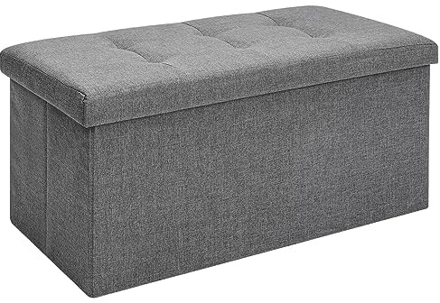 Ottoman Storage Foldable Bench with Lid Multifunctional Footrest Stool