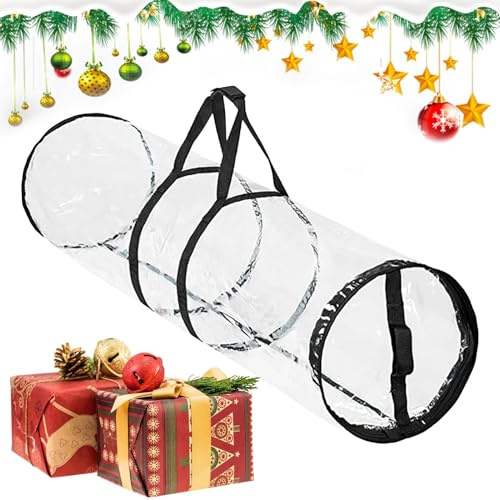 Amesor Organizador De Papel De Regalo,Organizador de Rollos | Bolsas Transparentes Con Asas Para Organizar Decoración En Fiestas Familiares