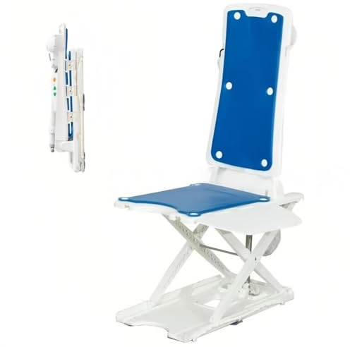 SAYEYBU Sollevatore Elettrico Sedie, Sollevatore Pavimento per Anziani Caso Cadute per Vasca, Pieghevole, Telecomando, Altezza Regolabile 5,8 a 47 Cm per Recupero Cadute Assistenza Domiciliare,Blu