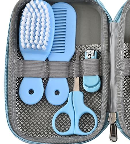 Generic Kit de Aseo para Bebés, Set de Cuidado para Recién Nacidos Portátil y Seguro, para Niños y Niñas, Cuidado de la Salud en Guardería, Plástico Metal (BLUE)