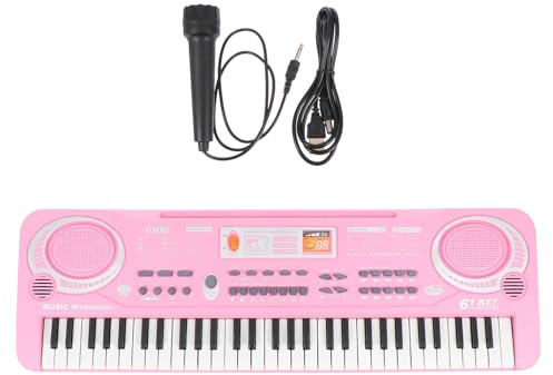 ifundom Piano Électronique pour Garçon et Filles 61 Touches Multifonction Rose Microphone, Instrument de Musique Éducatif Stimulant Les Capacités Musicales Créativité des Garçon et Filles