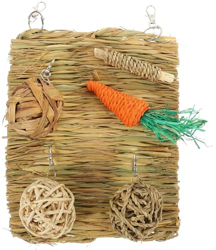 Abaodam Tapis en Paille Naturel pour Petits Animaux, Lit Confortable et Sûr pour Lapins et Hamsters, pour Ronger et Creuser, 1 Set Pratique