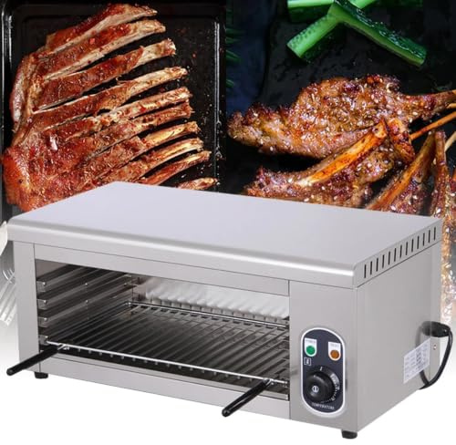 Elektrisk Salamander-ugn, Salamander-grill För Bänk, 2000w Kommersiell Ostsmältgrill Med Justerbart Galler, 50-300℃ Rostfri Stålgrill För Att Smälta Ost, Rosta Smörgåsar, Biff