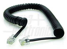 Join Câble spirale téléphonique 5 m rechange pour combiné noir RJ9 4P4C
