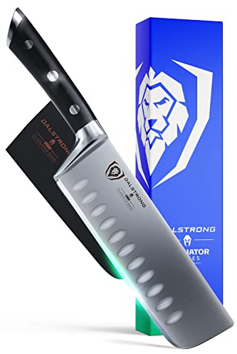 Dalstrong Nakiri Asian Vegetable Knife - 7 - Gladiator Series - Forged German High Carbon Steel - Black G10 Handle Kitchen Knife - Sheath Included - NSF Certified