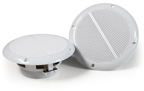 Hollywood Altavoces Exteriores empotrables | WL-15 | Ø148mm, 80W, Color Blanco, par de Altavoces para Interiores y Exteriores, Sonido Potente