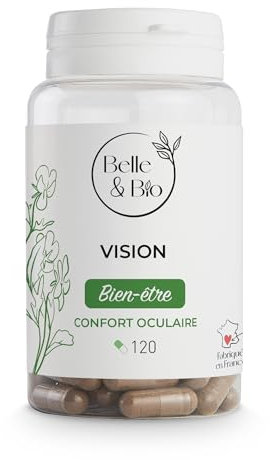 VISION & CIRCULATION OCULAIRE - Compexe d'actifs pour apports en Zinc & vitamine B2-120 gélules - Cure 2 mois - Complément Alimentaire BELLE&BIO - Fabriqué en France