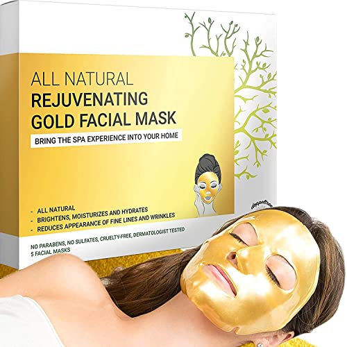 Masken Gesicht, Gold gesichtsmaske beauty set - Premium Hydrogel Sheet Gesichtsmasken für Hautpflege & Schönheit, Feuchtigkeit und Anti-Aging - Kollagen, Hyaluronsäure und 24 Karat Nano Gold