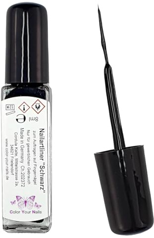 8ml Fineliner,Lackliner, Nailartliner Schwarz. In Glasflasche. Auf Nagellack Basis made in Germany