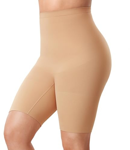 DELIMIRA Women's Shapewear Shorts Tummy Control Plus Size High Waisted Panties High Compression Thigh Slimmer Natural 1X