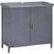 Outsunny Garden Storage Cabinet Potting Bench Table with Galvanized Top, Grey